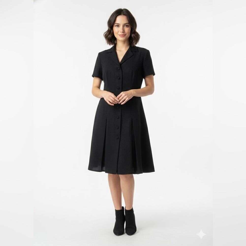 Warren Petites Chic Black Button-Up Mini Dress Sz 4